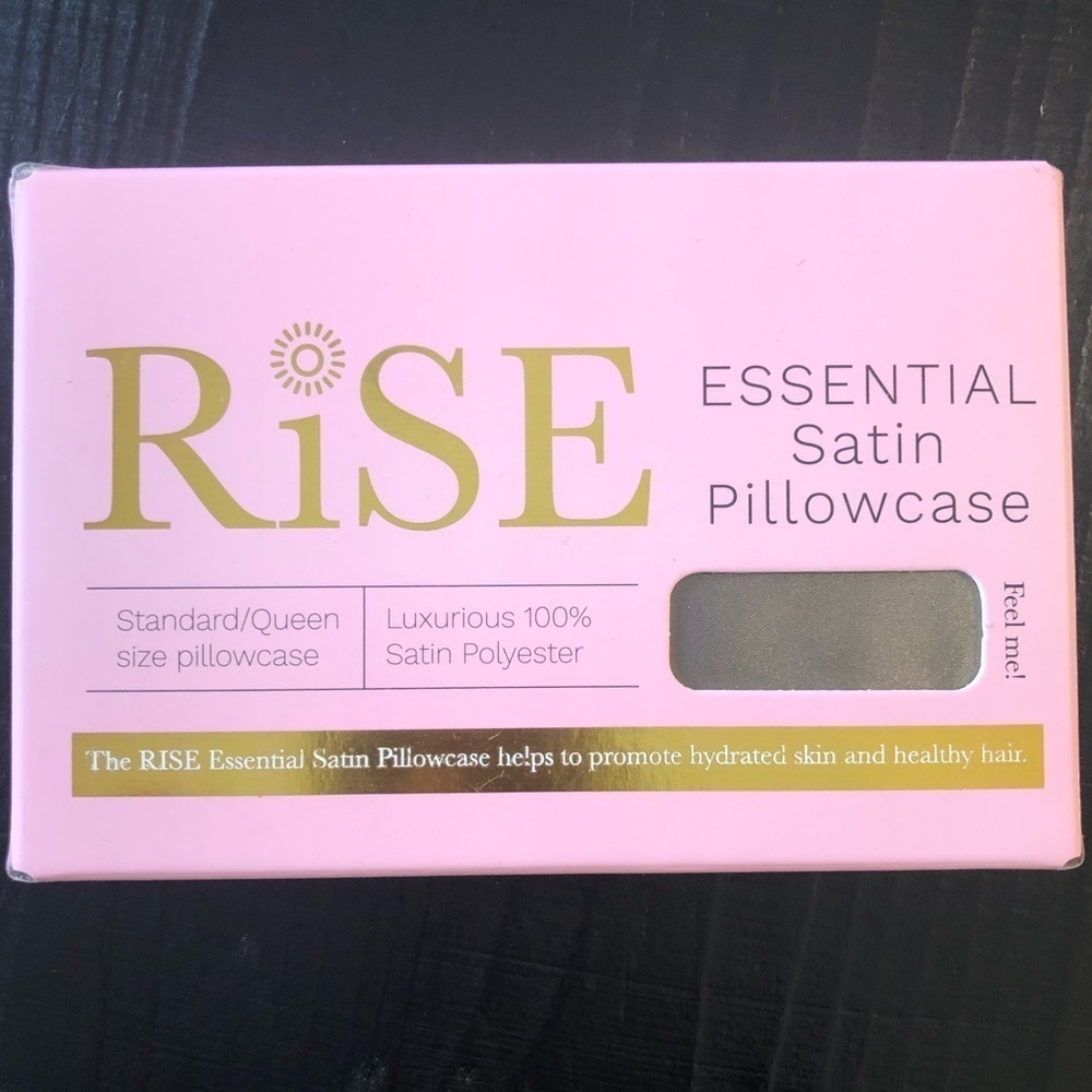 RISE Essential Satin Pillowcase Standard/Queen 20”x30” Charcoal Grey NEW in Box